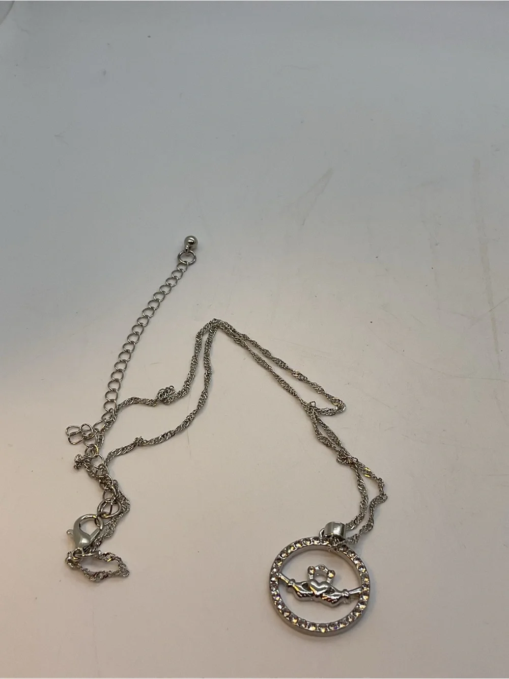 Glencara Silver Tone Claddagh Pendant Necklace